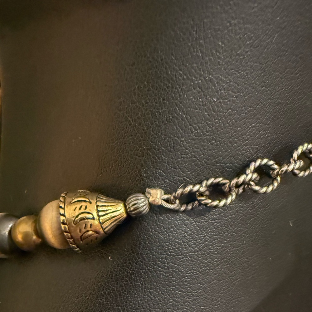 Carolyn Pollack Brass & Sterling Silver Navajo Pearls Squash Blossom Necklace - Picture 9 of 15